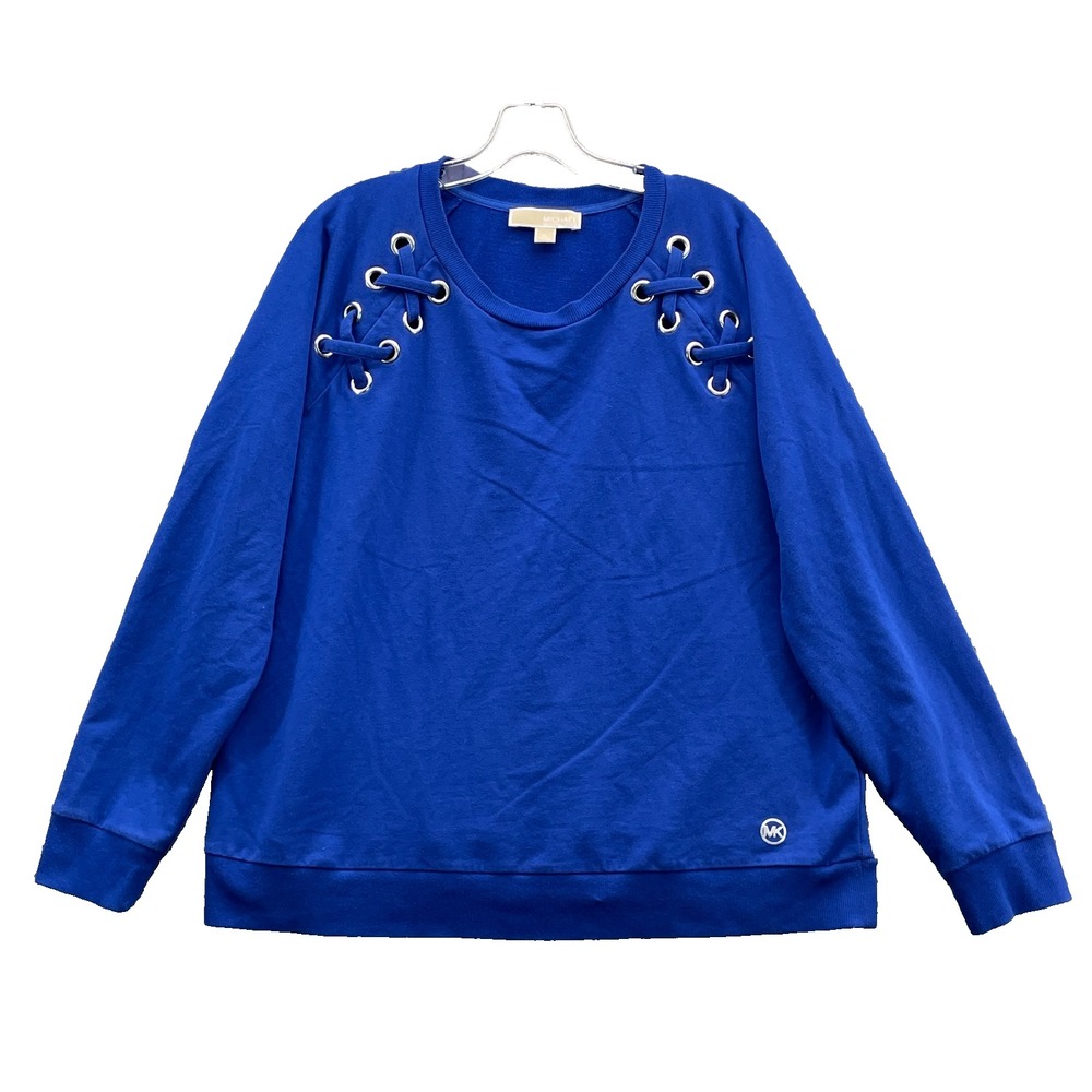Michael Kors Cross Tie Sweater Womens XL Royal Blue Casual Travel Y2k Athleisure